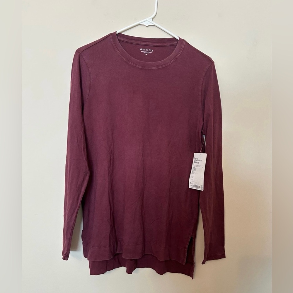 Athleta Antique Burgundy Long Sleeve T-Shirt Size Medium NWT